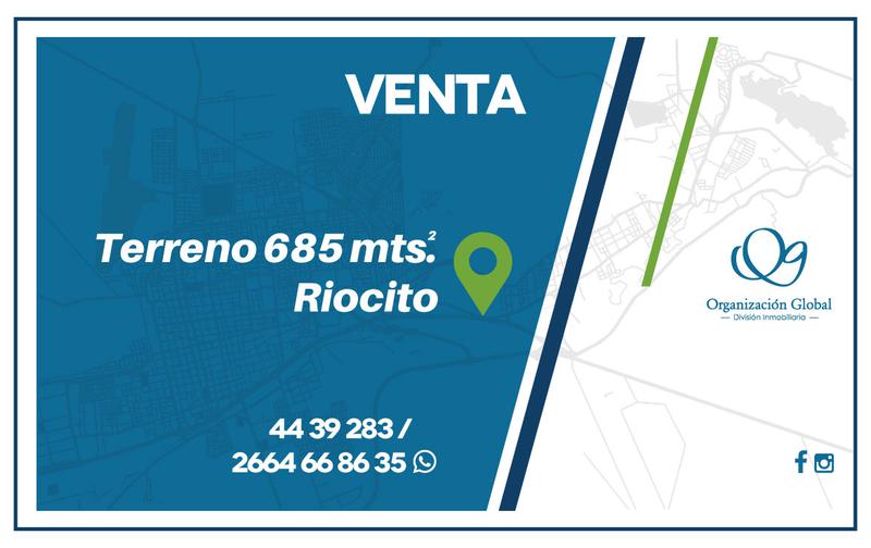 VENTA. Terreno 685 m² Ruta P. N°39. Riocito.