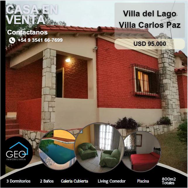 Casa en venta de 3 dormitorios c/ cochera en Villa del Lago - Villa Carlos Paz