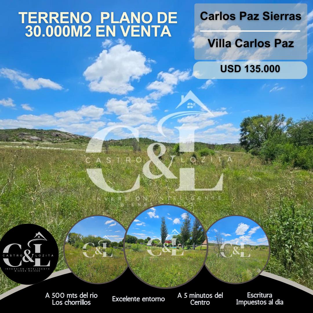 Espectacular Terreno Plano De 30.000 Mts² En Venta,  Villa Carlos Paz Sierras
