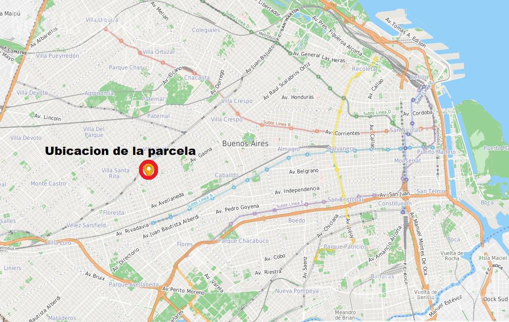 Extraordinario y UNICO Terreno c/ salida a 3 calles en Caballito Norte - Apto 16.000m²